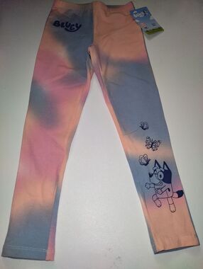Bluey Girls' Tie-Dye Look  Leggings in Peach & Blue Size S (6 / 6X)
